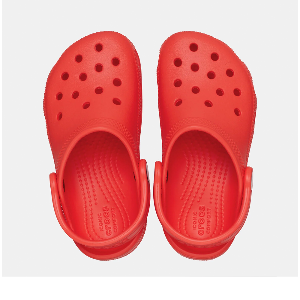 Pair of kid classic Crocks clogs red orange colour