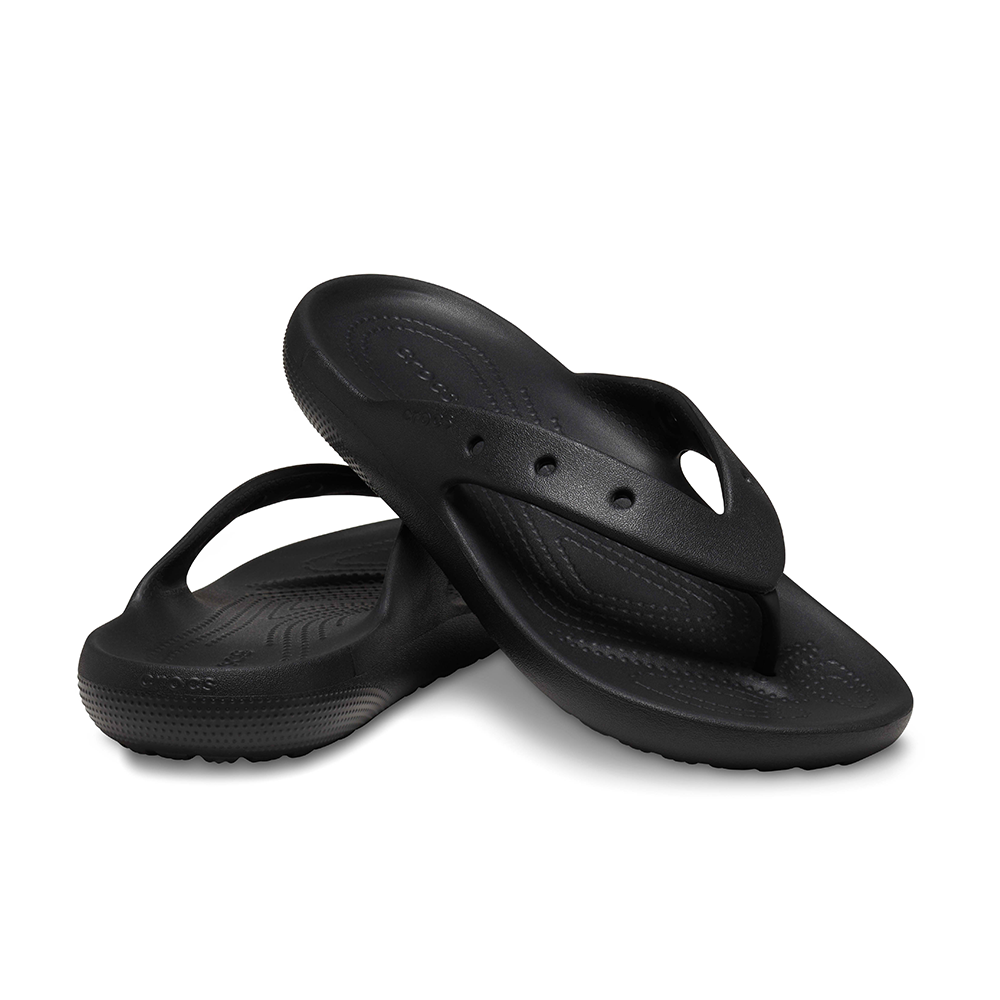 Flips Crocs black pair made with thermoplastic