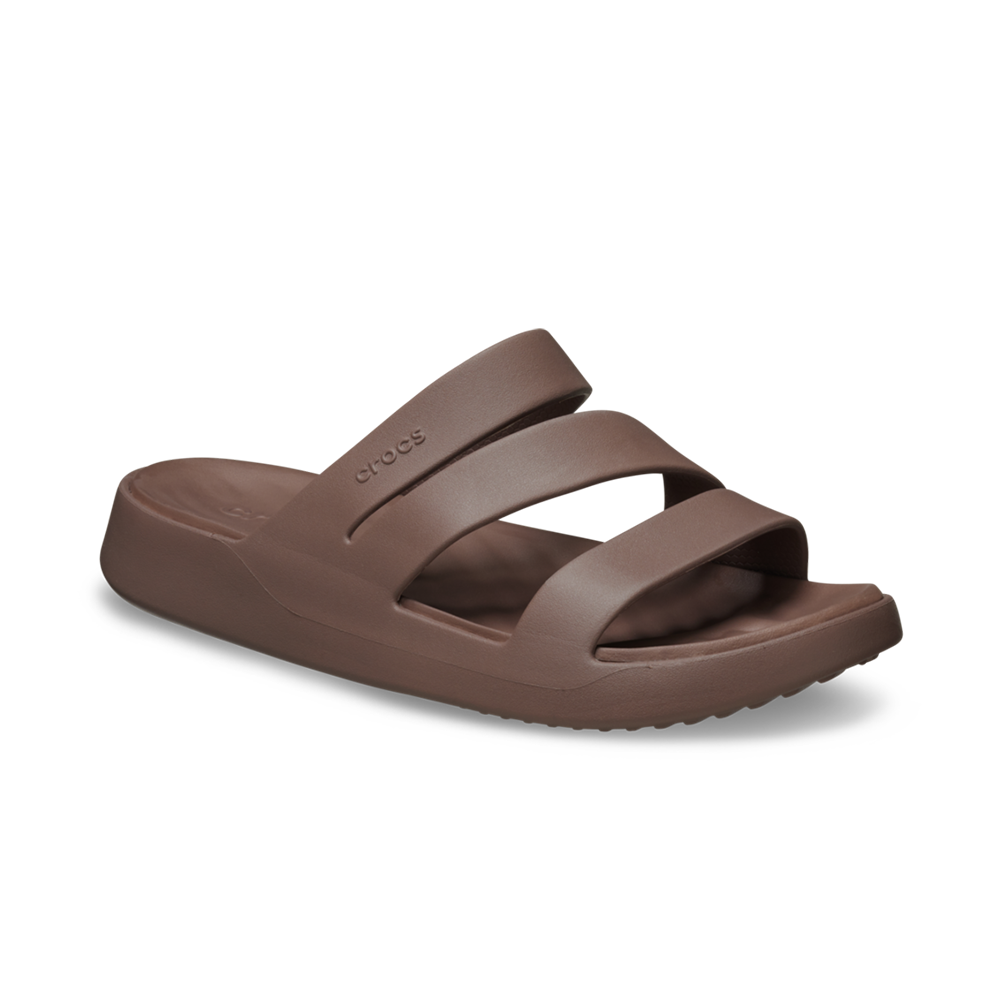 Open toed brown Crocs womens strappy sandal