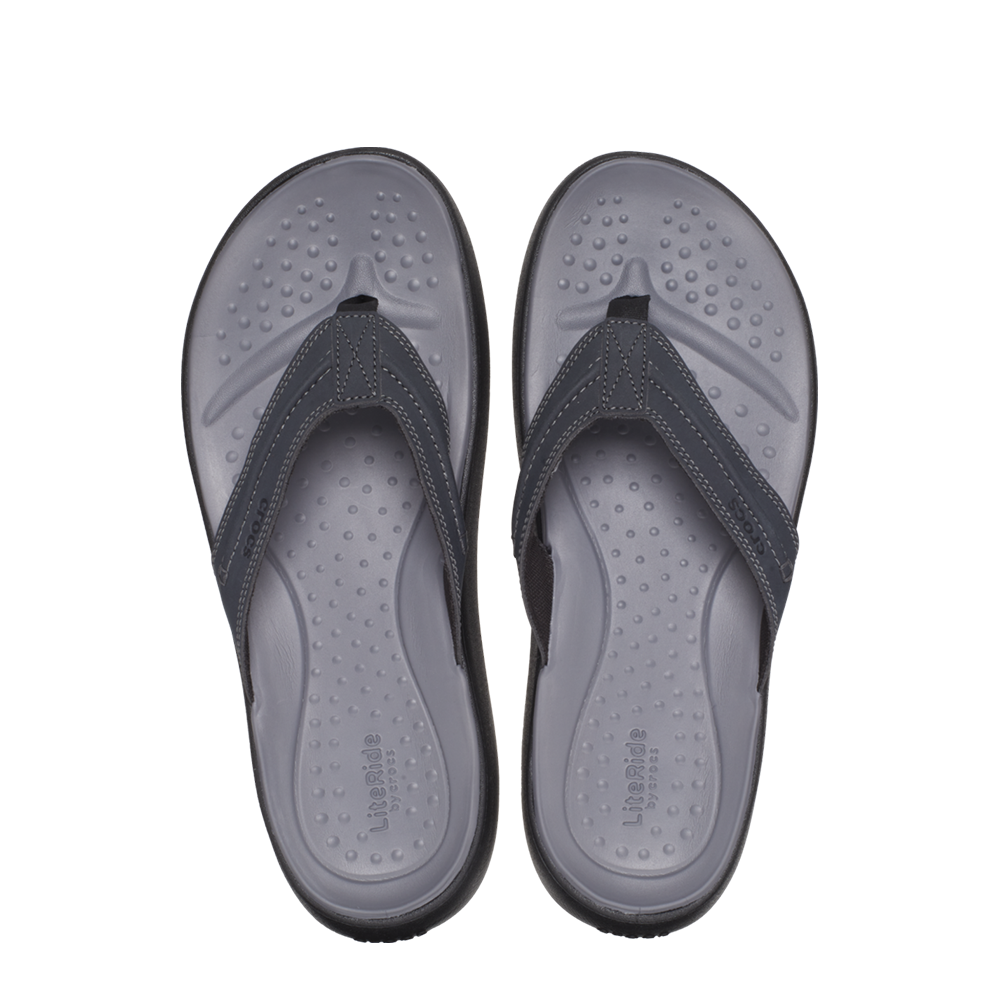 Pair of grey mens Crocs Yukon flip-flops