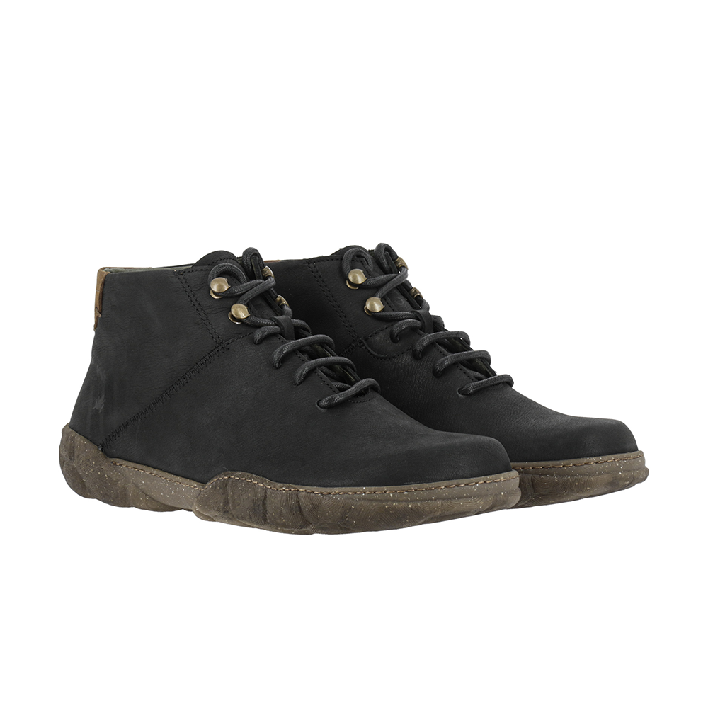 Pair of El Naturalista black leather men's black lace-up boots.