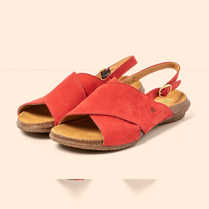 Red open toe leather sandals 
