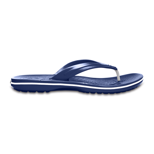Crocs Crocband flip navy with white strip around base of flip
