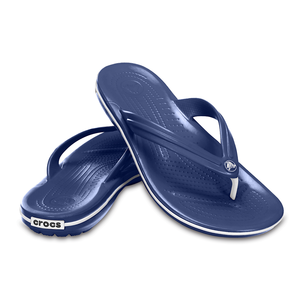 Pair of Crocs Crocband navy flip-flops