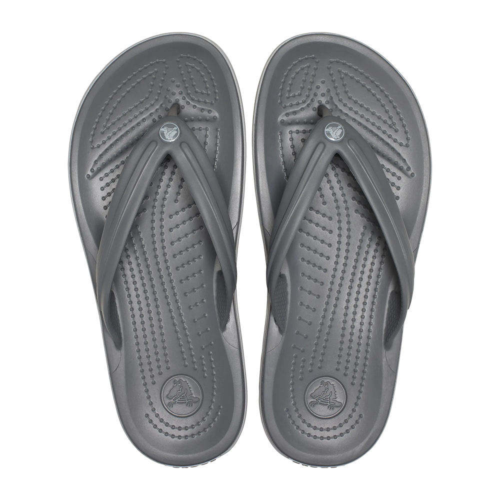 Pair of grey Crocs mens flip-flops
