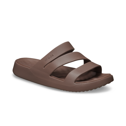 Open toed brown Crocs womens strappy sandal