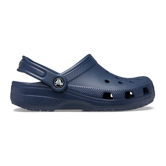 Crocs kids classic navy blue clog with holes for Jibbitz. 