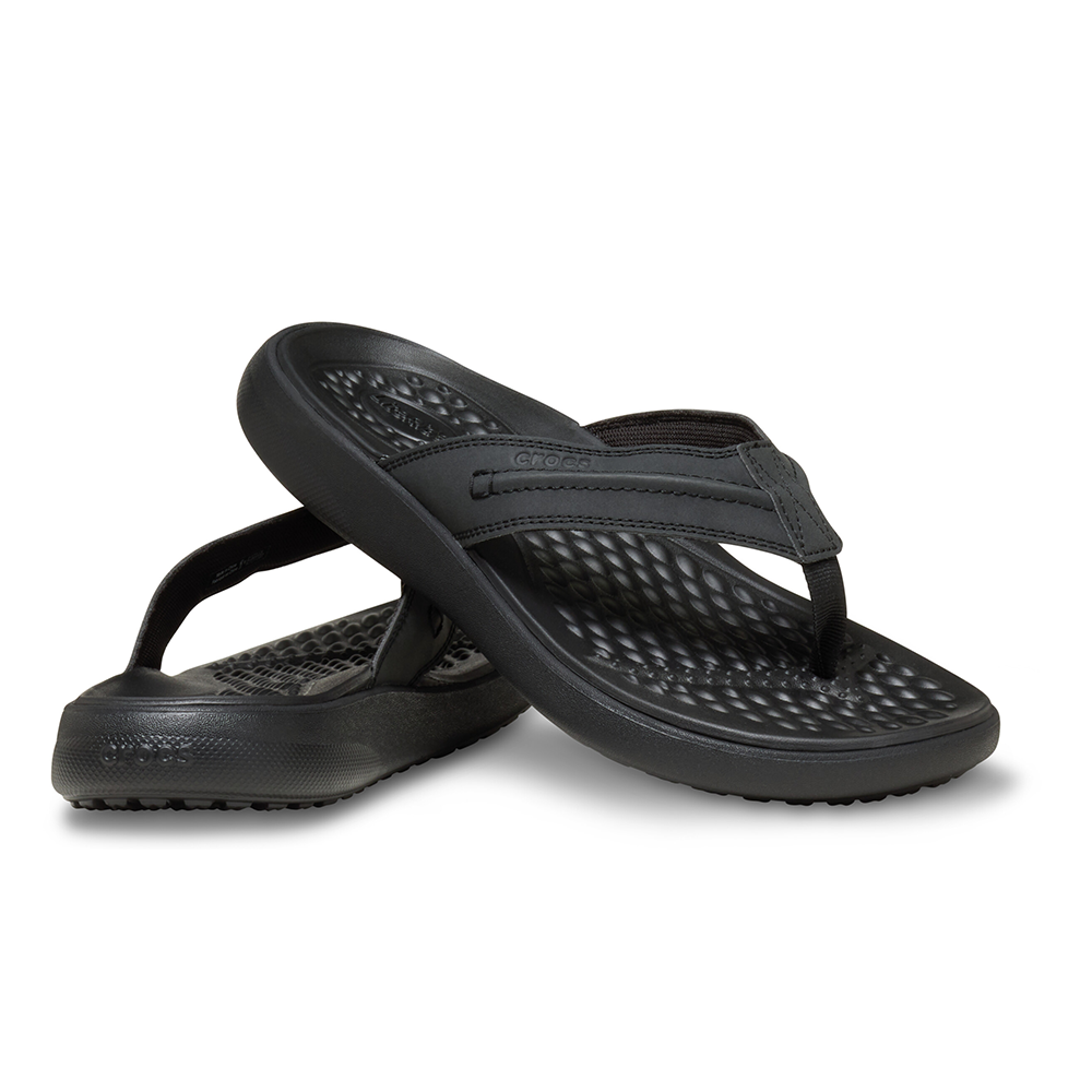 Pair of Crocs black flip-flops mens