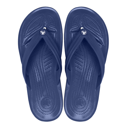 Pair of Crocband Crocs flip-flops in navy blue